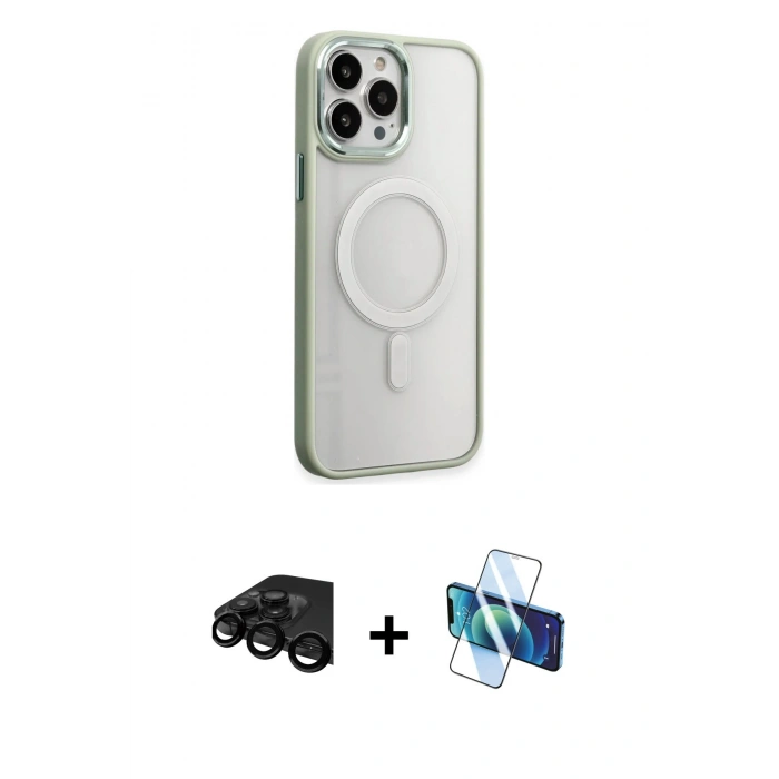 MARSİLYAN™- iPhone 15 Pro Max Kılıf Yankı Işık Özel Seri - Siyah 3D Antistatik Seramik Nano Ekran Koruyucu + Raze Metal Kamera Lens - SH