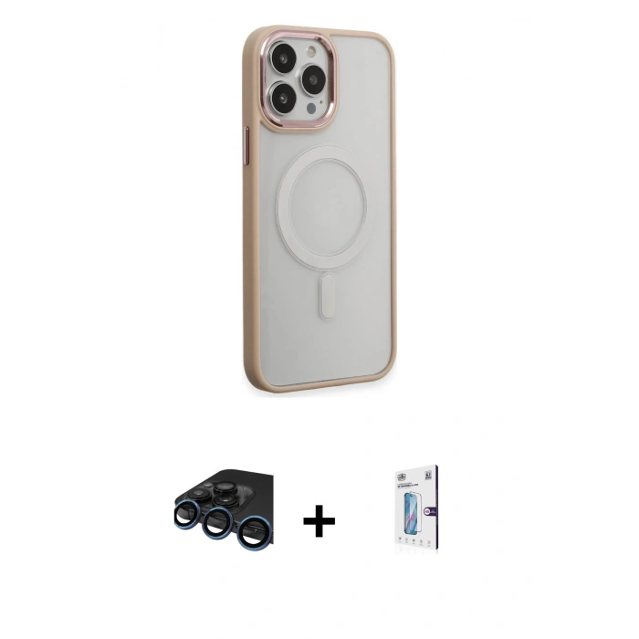 MARSİLYAN™- iPhone 15 Pro Max Kılıf Yankı Işık Özel Seri - Siyah Bilvis 0.18mm Plus Cam Ekran Koruyucu + Raze Metal Kamera Lens - LT