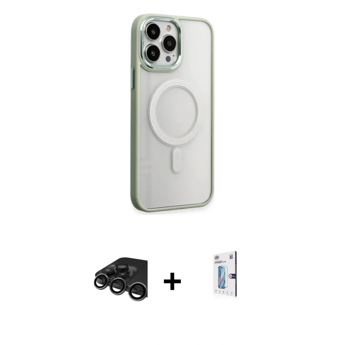 MARSİLYAN™- iPhone 15 Pro Max Kılıf Yankı Işık Özel Seri - Siyah Bilvis 0.18mm Plus Cam Ekran Koruyucu + Raze Metal Kamera Lens - TMGI
