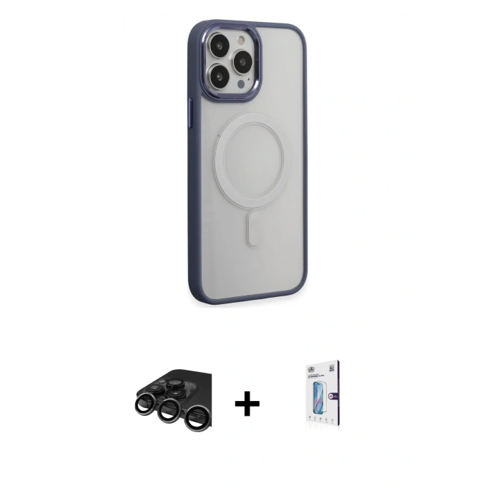MARSİLYAN™- iPhone 15 Pro Max Kılıf Yankı Işık Özel Seri - Siyah Bilvis 0.18mm Plus Cam Ekran Koruyucu + Raze Metal Kamera Lens - TMGI