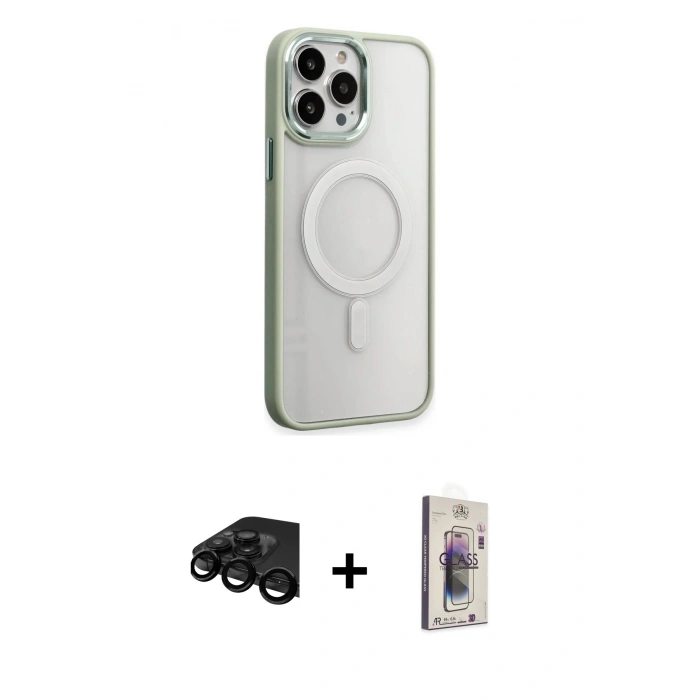 MARSİLYAN™- iPhone 15 Pro Max Kılıf Yankı Işık Özel Seri - Siyah Bilvis 3D Cam Ekran Koruyucu + Raze Metal Kamera Lens - SH