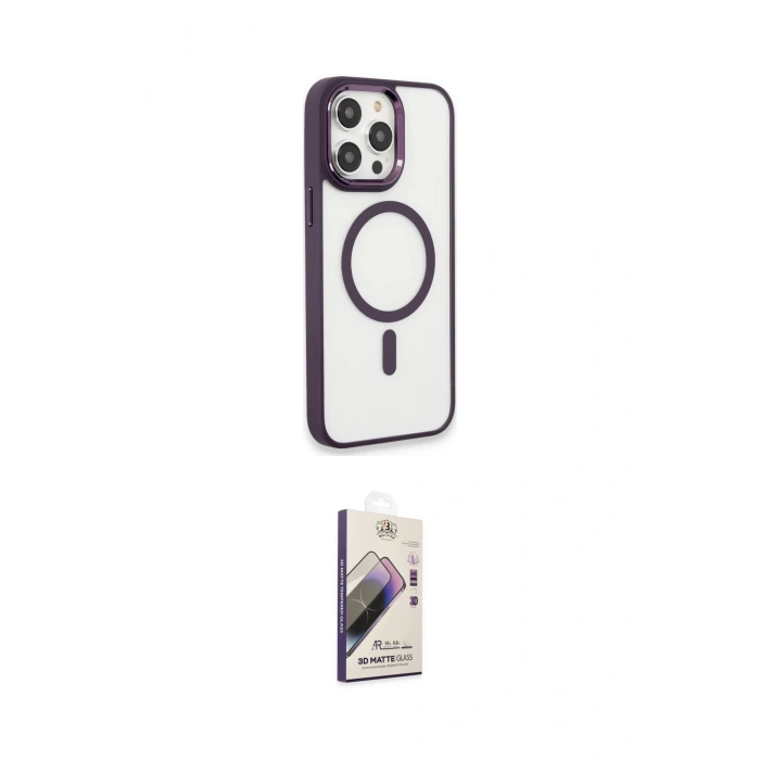 MARSİLYAN™- iPhone 15 Pro Max Kılıf Yankı Işık Özel Seri - Siyah Bilvis 3D Mat Cam Ekran Koruyucu