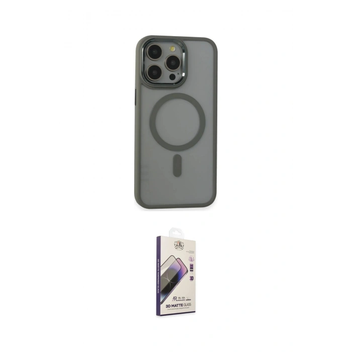 MARSİLYAN™- iPhone 15 Pro Max Kılıf Yankı Işık Özel Seri - Siyah Bilvis 3D Mat Cam Ekran Koruyucu