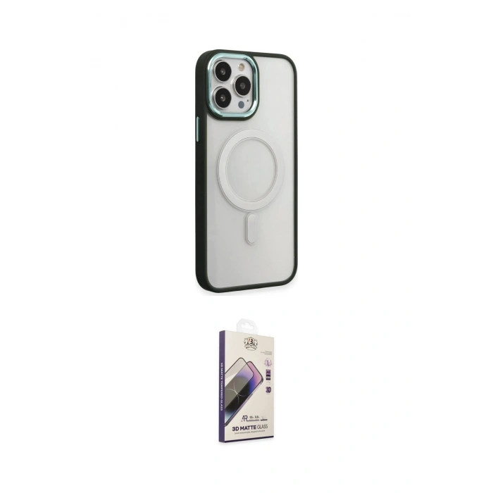 MARSİLYAN™- iPhone 15 Pro Max Kılıf Yankı Işık Özel Seri - Siyah Bilvis 3D Mat Cam Ekran Koruyucu