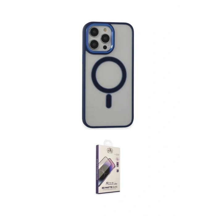 MARSİLYAN™- iPhone 15 Pro Max Kılıf Yankı Işık Özel Seri - Siyah Bilvis 3D Mat Cam Ekran Koruyucu