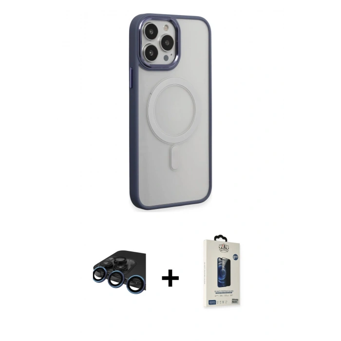 MARSİLYAN™- iPhone 15 Pro Max Kılıf Yankı Işık Özel Seri - Siyah Bilvis Hayalet Cam Ekran Koruyucu + Raze Metal Kamera Lens - LT