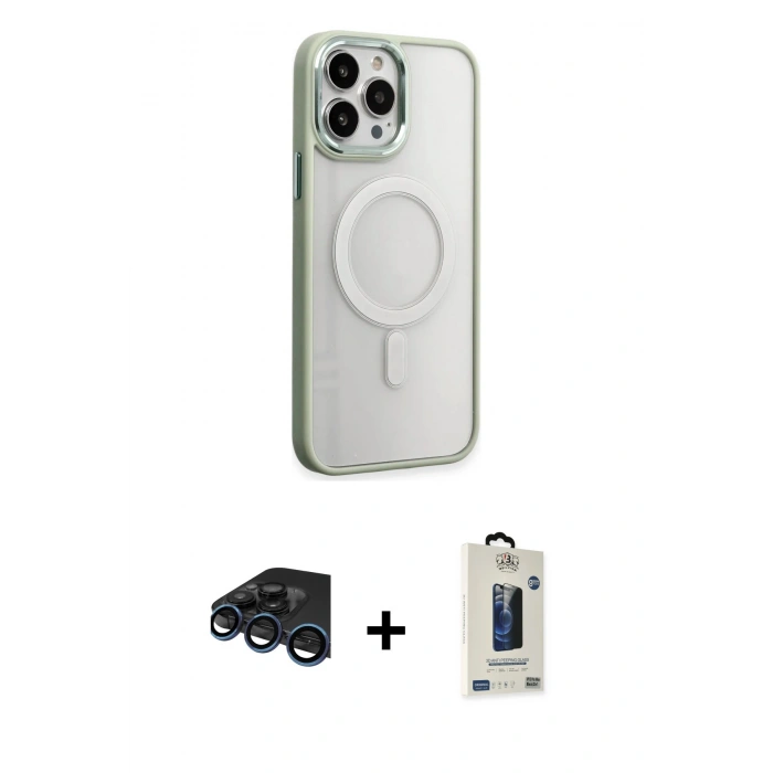MARSİLYAN™- iPhone 15 Pro Max Kılıf Yankı Işık Özel Seri - Siyah Bilvis Hayalet Cam Ekran Koruyucu + Raze Metal Kamera Lens - LT