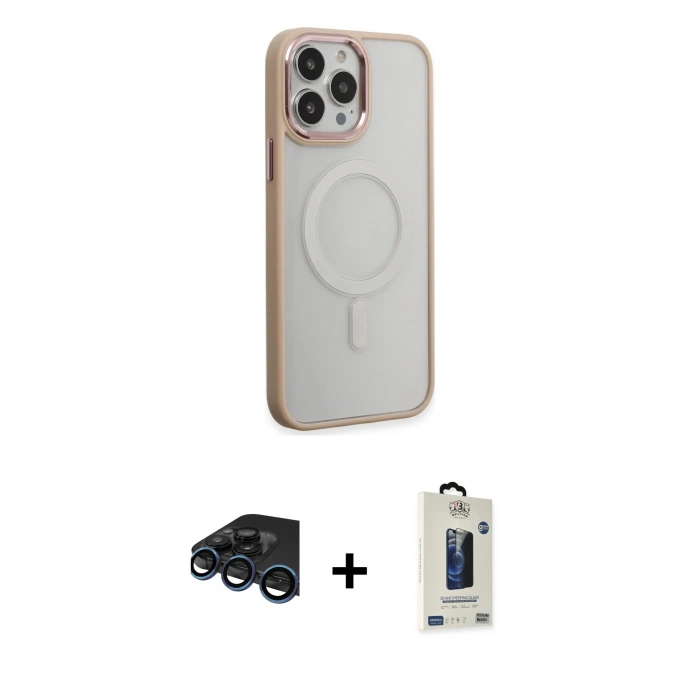 MARSİLYAN™- iPhone 15 Pro Max Kılıf Yankı Işık Özel Seri - Siyah Bilvis Hayalet Cam Ekran Koruyucu + Raze Metal Kamera Lens - LT