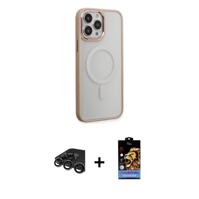 MARSİLYAN™- iPhone 15 Pro Max Kılıf Yankı Işık Özel Seri - Siyah Buffer Hayalet Cam Ekran Koruyucu + Raze Metal Kamera Lens - TMGI