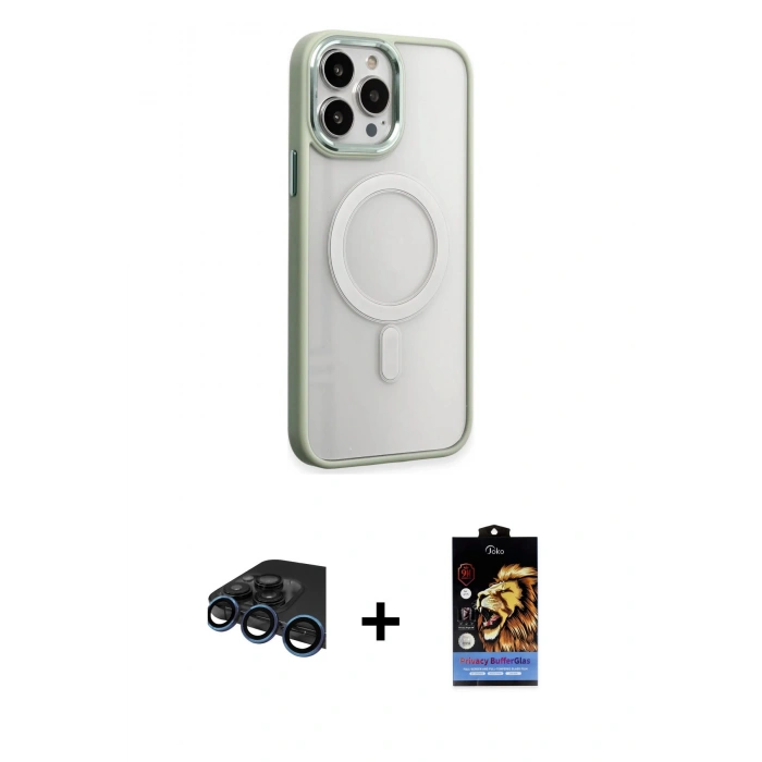 MARSİLYAN™- iPhone 15 Pro Max Kılıf Yankı Işık Özel Seri - Siyah Buffer Hayalet Cam Ekran Koruyucu + Raze Metal Kamera Lens - LT