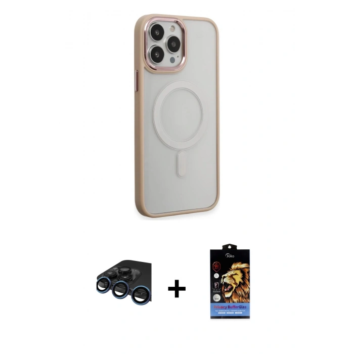 MARSİLYAN™- iPhone 15 Pro Max Kılıf Yankı Işık Özel Seri - Siyah Buffer Hayalet Cam Ekran Koruyucu + Raze Metal Kamera Lens - LT