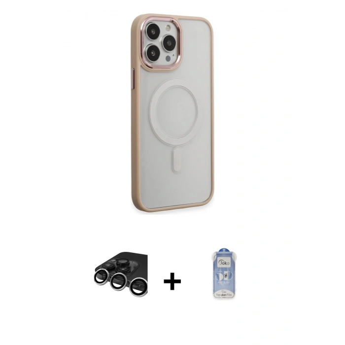 MARSİLYAN™- iPhone 15 Pro Max Kılıf Yankı Işık Özel Seri - Siyah Joko Magic 5D Cam + Raze Metal Kamera Lens - GS