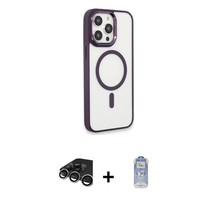 MARSİLYAN™- iPhone 15 Pro Max Kılıf Yankı Işık Özel Seri - Siyah Joko Magic 5D Cam + Raze Metal Kamera Lens - GS
