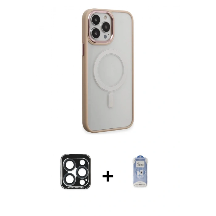 MARSİLYAN™- iPhone 15 Pro Max Kılıf Yankı Işık Özel Seri - Siyah Joko Magic 5D Cam + PVD Metal Kamera Lens - LT