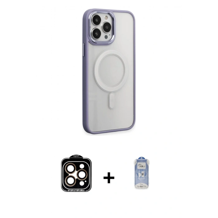 MARSİLYAN™- iPhone 15 Pro Max Kılıf Yankı Işık Özel Seri - Siyah Joko Magic 5D Cam + PVD Metal Kamera Lens - TU