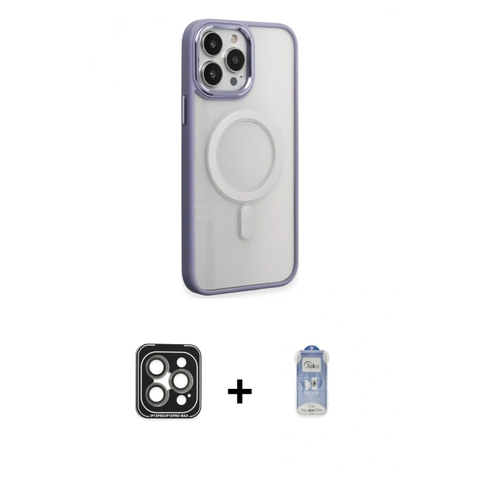 MARSİLYAN™- iPhone 15 Pro Max Kılıf Yankı Işık Özel Seri - Siyah Joko Magic 5D Cam + PVD Metal Kamera Lens - GI