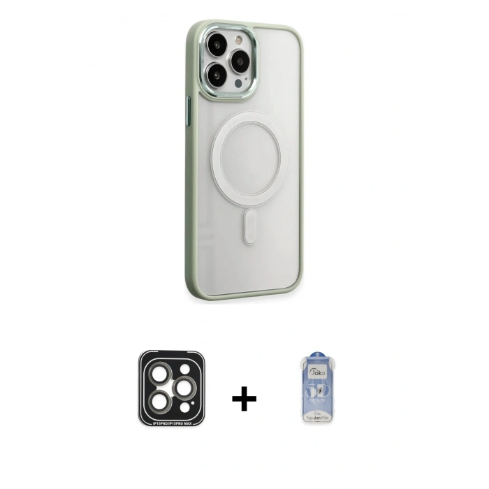 MARSİLYAN™- iPhone 15 Pro Max Kılıf Yankı Işık Özel Seri - Siyah Joko Magic 5D Cam + PVD Metal Kamera Lens - GI