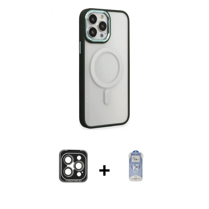 MARSİLYAN™- iPhone 15 Pro Max Kılıf Yankı Işık Özel Seri - Siyah Joko Magic 5D Cam + PVD Metal Kamera Lens - GI