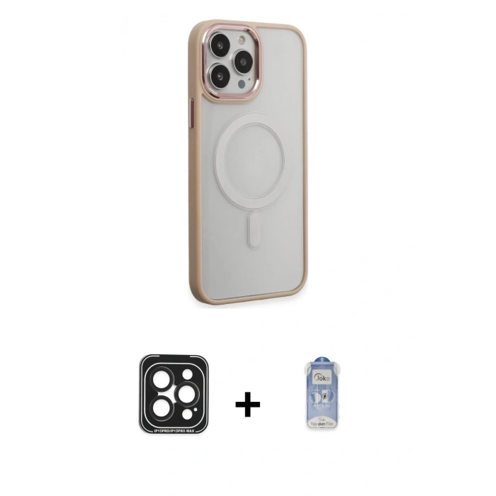 MARSİLYAN™- iPhone 15 Pro Max Kılıf Yankı Işık Özel Seri - Siyah Joko Magic 5D Cam + PVD Metal Kamera Lens - SH