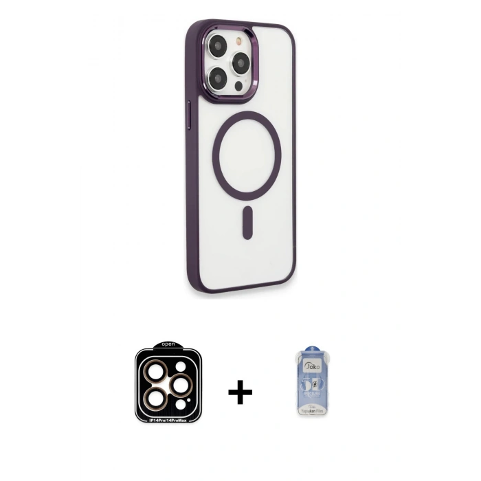 MARSİLYAN™- iPhone 15 Pro Max Kılıf Yankı Işık Özel Seri - Siyah Joko Magic 5D Cam + PVD Metal Kamera Lens - TU