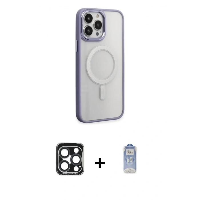 MARSİLYAN™- iPhone 15 Pro Max Kılıf Yankı Işık Özel Seri - Siyah Joko Magic 5D Cam + PVD Metal Kamera Lens - LT