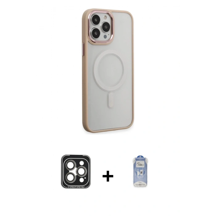 MARSİLYAN™- iPhone 15 Pro Max Kılıf Yankı Işık Özel Seri - Siyah Joko Magic 5D Cam + PVD Metal Kamera Lens - GI