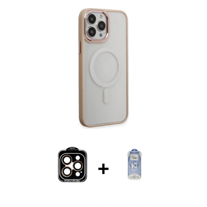 MARSİLYAN™- iPhone 15 Pro Max Kılıf Yankı Işık Özel Seri - Siyah Joko Magic 5D Cam + PVD Metal Kamera Lens - TU