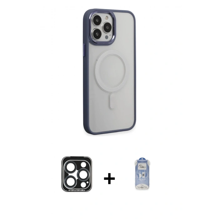 MARSİLYAN™- iPhone 15 Pro Max Kılıf Yankı Işık Özel Seri - Siyah Joko Magic 5D Cam + PVD Metal Kamera Lens - LT