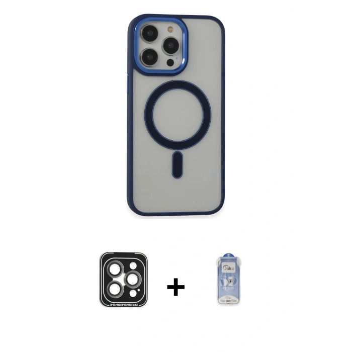 MARSİLYAN™- iPhone 15 Pro Max Kılıf Yankı Işık Özel Seri - Siyah Joko Magic 5D Cam + PVD Metal Kamera Lens - GI