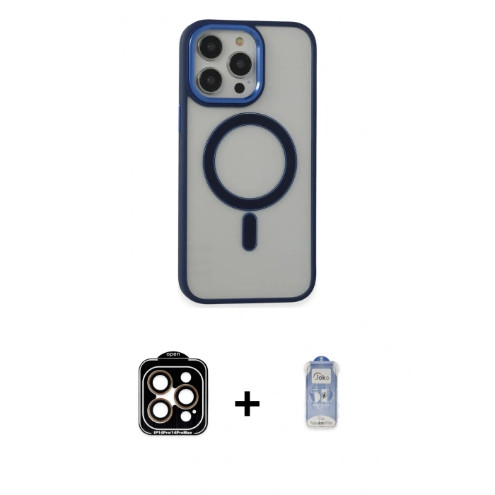 MARSİLYAN™- iPhone 15 Pro Max Kılıf Yankı Işık Özel Seri - Siyah Joko Magic 5D Cam + PVD Metal Kamera Lens - TU