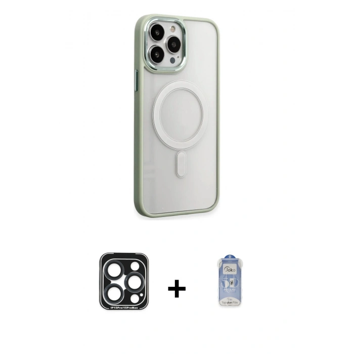 MARSİLYAN™- iPhone 15 Pro Max Kılıf Yankı Işık Özel Seri - Siyah Joko Magic 5D Cam + PVD Metal Kamera Lens - LT