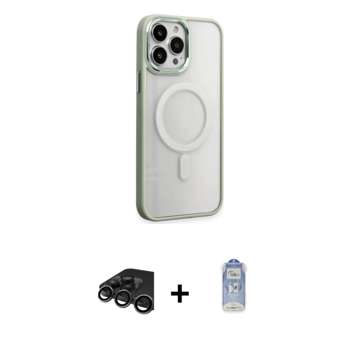 MARSİLYAN™- iPhone 15 Pro Max Kılıf Yankı Işık Özel Seri - Siyah Joko Magic 5D Cam + Raze Metal Kamera Lens - TMGI