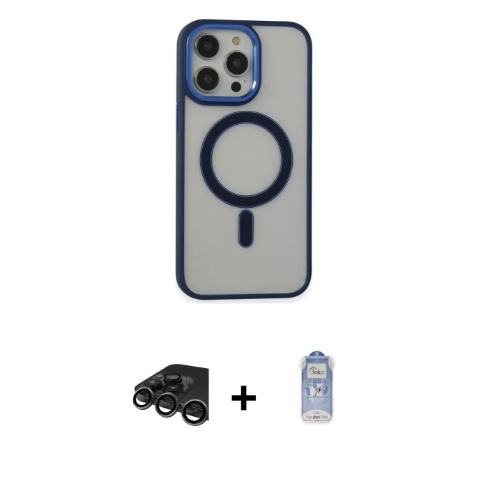 MARSİLYAN™- iPhone 15 Pro Max Kılıf Yankı Işık Özel Seri - Siyah Joko Magic 5D Cam + Raze Metal Kamera Lens - TMGI