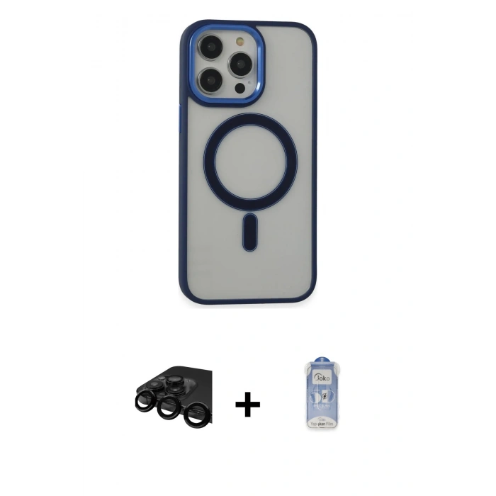 MARSİLYAN™- iPhone 15 Pro Max Kılıf Yankı Işık Özel Seri - Siyah Joko Magic 5D Cam + Raze Metal Kamera Lens - SH