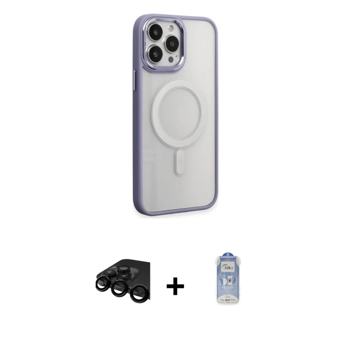MARSİLYAN™- iPhone 15 Pro Max Kılıf Yankı Işık Özel Seri - Siyah Joko Magic 5D Cam + Raze Metal Kamera Lens - SH