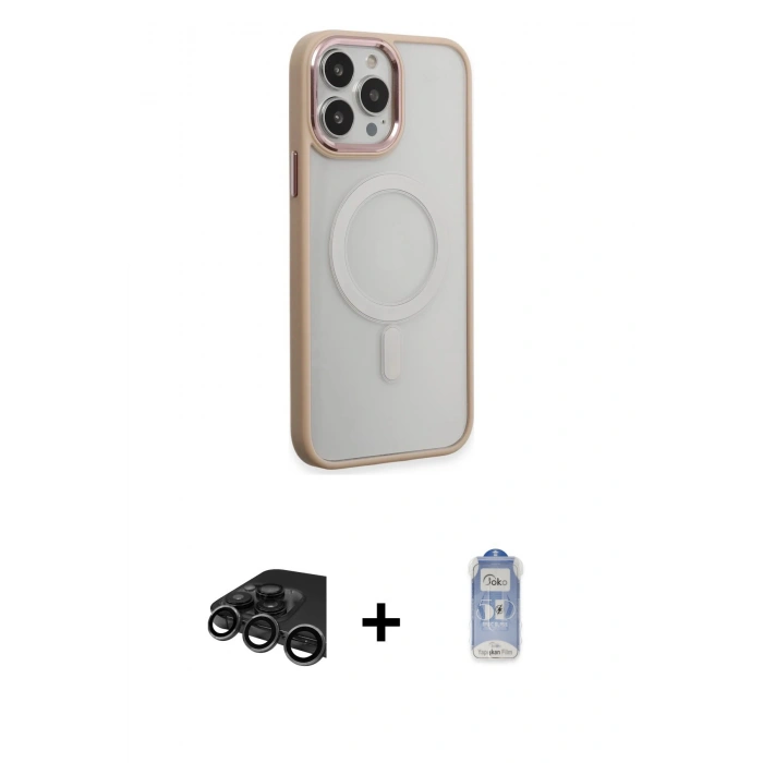 MARSİLYAN™- iPhone 15 Pro Max Kılıf Yankı Işık Özel Seri - Siyah Joko Magic 5D Cam + Raze Metal Kamera Lens - TMGI