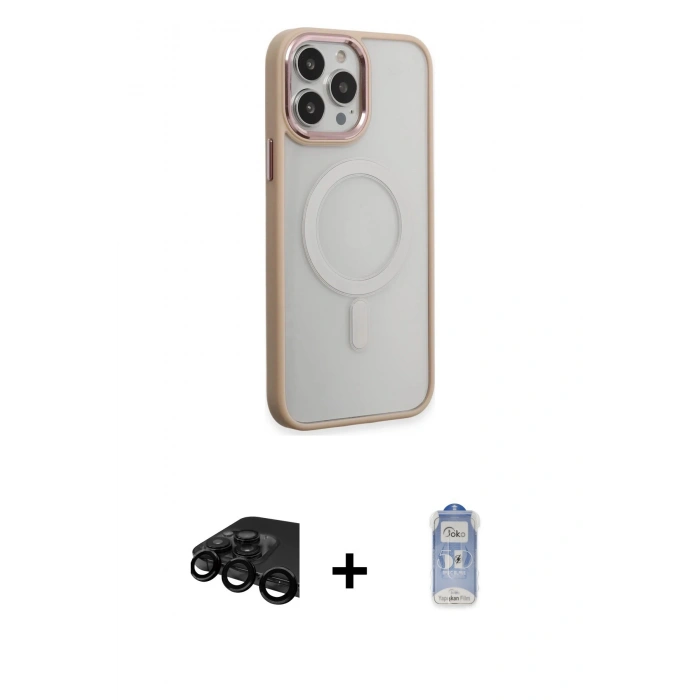 MARSİLYAN™- iPhone 15 Pro Max Kılıf Yankı Işık Özel Seri - Siyah Joko Magic 5D Cam + Raze Metal Kamera Lens - SH