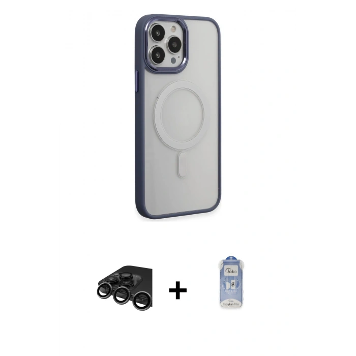 MARSİLYAN™- iPhone 15 Pro Max Kılıf Yankı Işık Özel Seri - Siyah Joko Magic 5D Cam + Raze Metal Kamera Lens - TMGI