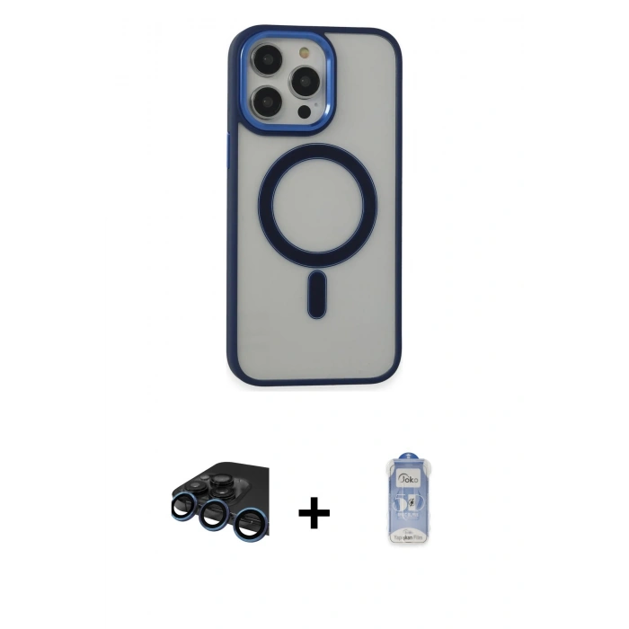 MARSİLYAN™- iPhone 15 Pro Max Kılıf Yankı Işık Özel Seri - Siyah Joko Magic 5D Cam + Raze Metal Kamera Lens - LT