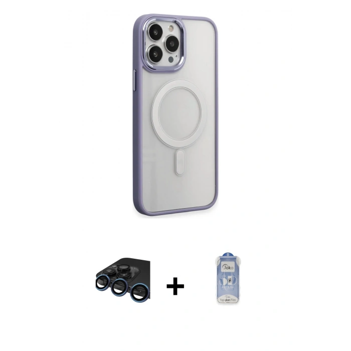 MARSİLYAN™- iPhone 15 Pro Max Kılıf Yankı Işık Özel Seri - Siyah Joko Magic 5D Cam + Raze Metal Kamera Lens - LT