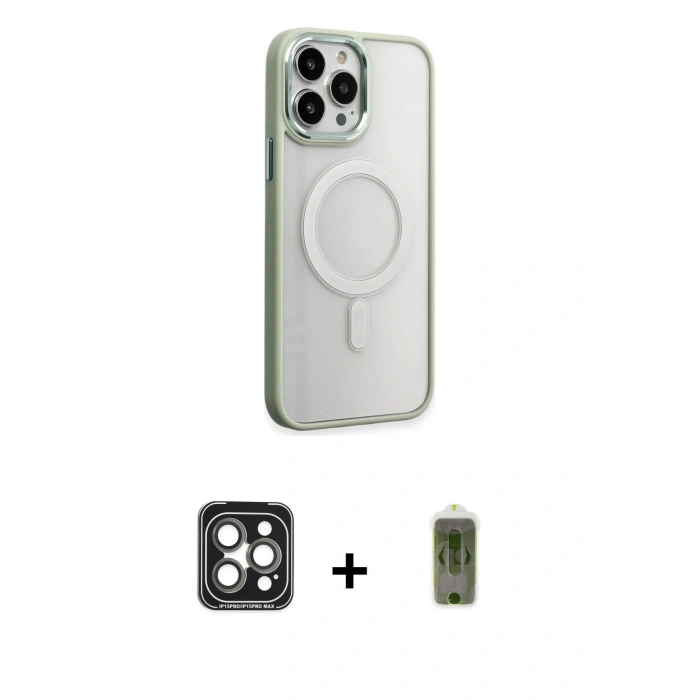 MARSİLYAN™- iPhone 15 Pro Max Kılıf Yankı Işık Özel Seri - Siyah Joko Magic 5D Hayalet Cam + PVD Metal Kamera Lens - GI