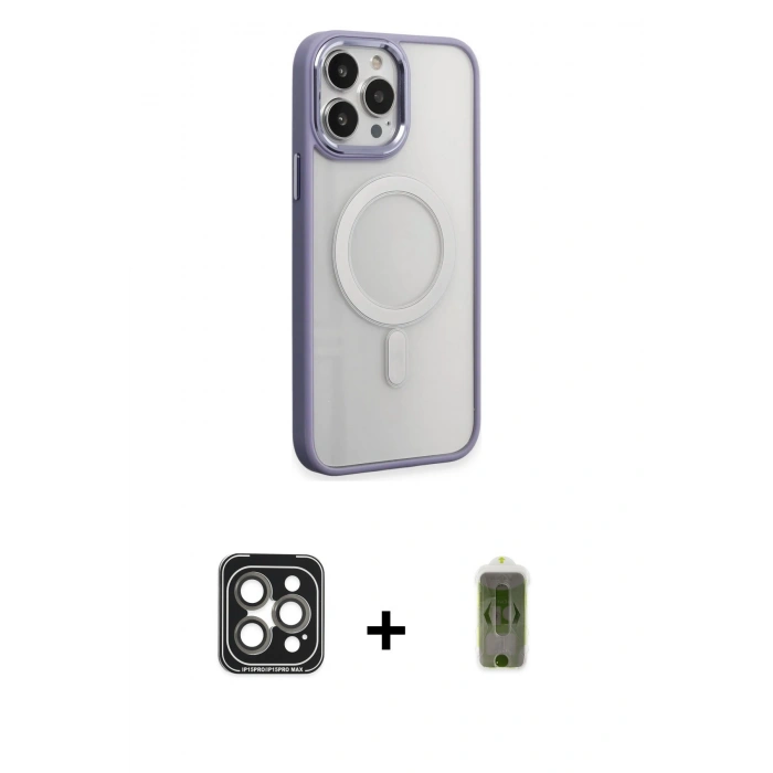 MARSİLYAN™- iPhone 15 Pro Max Kılıf Yankı Işık Özel Seri - Siyah Joko Magic 5D Hayalet Cam + PVD Metal Kamera Lens - GI