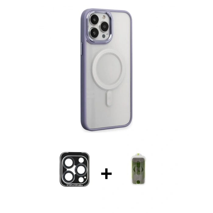MARSİLYAN™- iPhone 15 Pro Max Kılıf Yankı Işık Özel Seri - Siyah Joko Magic 5D Hayalet Cam + PVD Metal Kamera Lens - LT