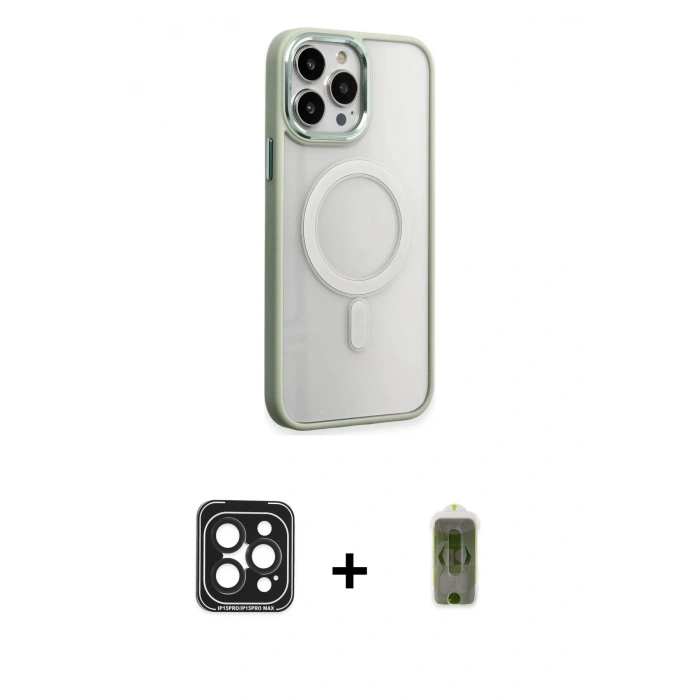 MARSİLYAN™- iPhone 15 Pro Max Kılıf Yankı Işık Özel Seri - Siyah Joko Magic 5D Hayalet Cam + PVD Metal Kamera Lens - SH