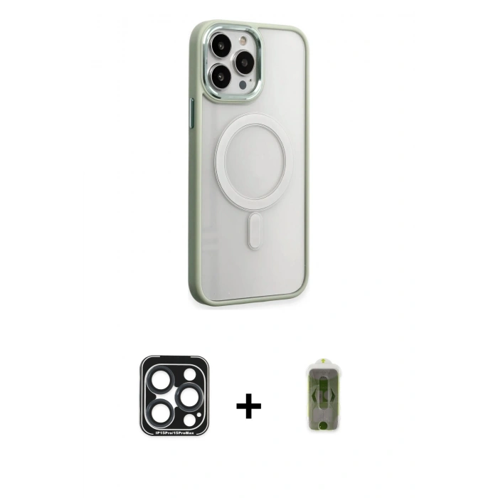MARSİLYAN™- iPhone 15 Pro Max Kılıf Yankı Işık Özel Seri - Siyah Joko Magic 5D Hayalet Cam + PVD Metal Kamera Lens - LT