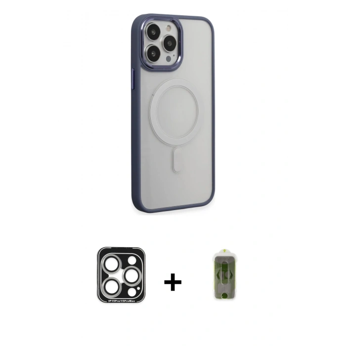 MARSİLYAN™- iPhone 15 Pro Max Kılıf Yankı Işık Özel Seri - Siyah Joko Magic 5D Hayalet Cam + PVD Metal Kamera Lens - GS