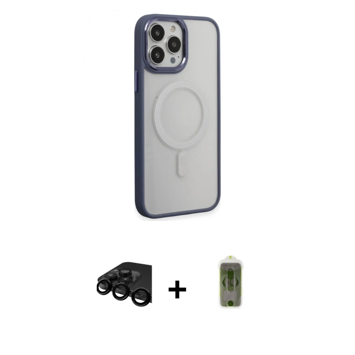 MARSİLYAN™- iPhone 15 Pro Max Kılıf Yankı Işık Özel Seri - Siyah Joko Magic 5D Hayalet Cam + Raze Metal Kamera Lens - SH