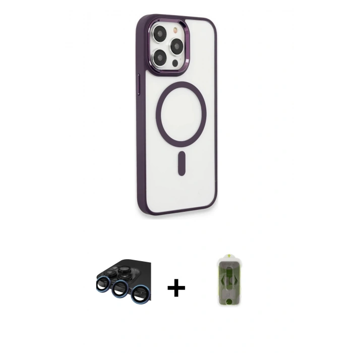 MARSİLYAN™- iPhone 15 Pro Max Kılıf Yankı Işık Özel Seri - Siyah Joko Magic 5D Hayalet Cam + Raze Metal Kamera Lens - LT