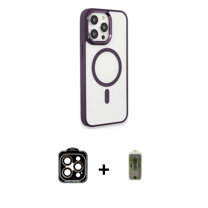 MARSİLYAN™- iPhone 15 Pro Max Kılıf Yankı Işık Özel Seri - Siyah Joko Magic 5D Hayalet Cam + PVD Metal Kamera Lens - TU