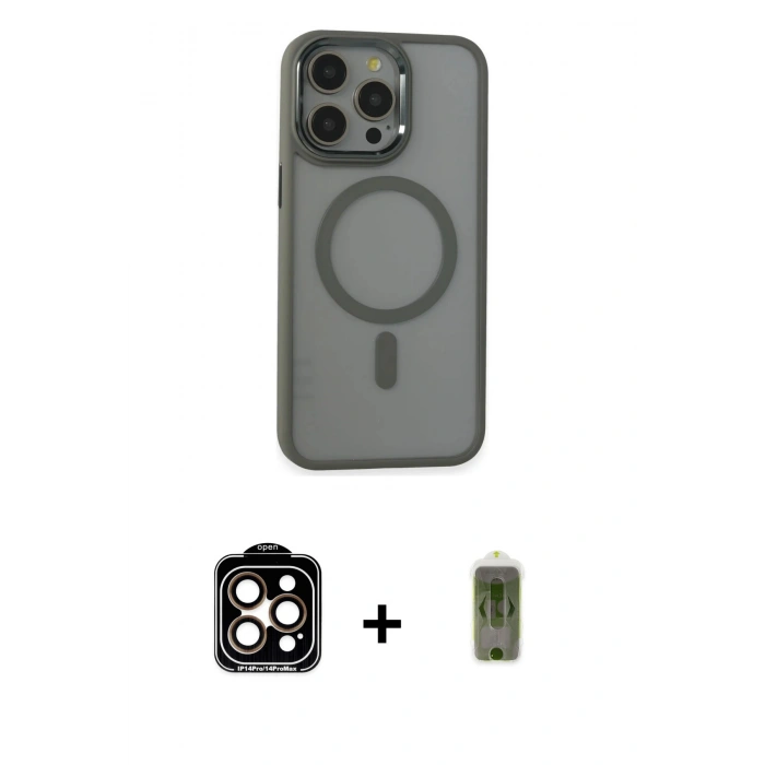 MARSİLYAN™- iPhone 15 Pro Max Kılıf Yankı Işık Özel Seri - Siyah Joko Magic 5D Hayalet Cam + PVD Metal Kamera Lens - TU